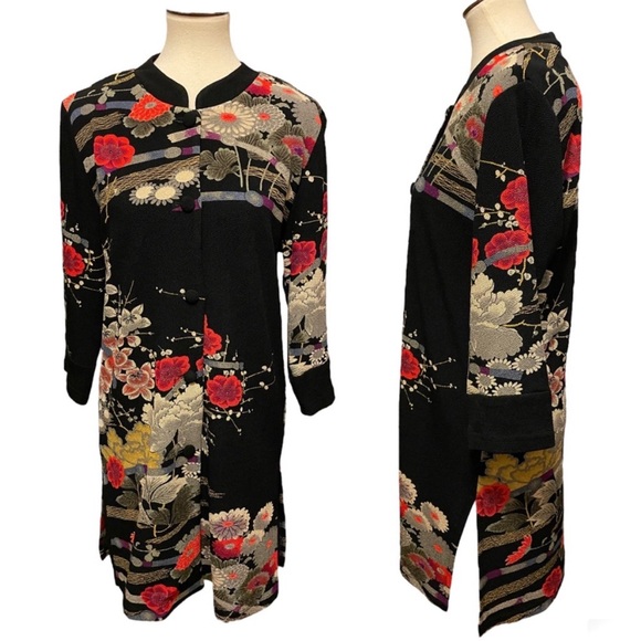 Draper’s & Damon’s Mandarin Floral Asian Garden Duster Coat Jacket Medium NWOT - Picture 7 of 14